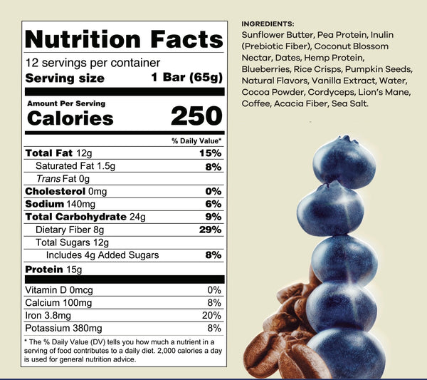 Berry Espresso Protein Bar (9 Bars) | Juicy Blueberries + Coffee