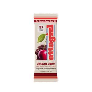 Attagirl chocolate cherry protein bar wrapper – no dairy, 15g plant protein