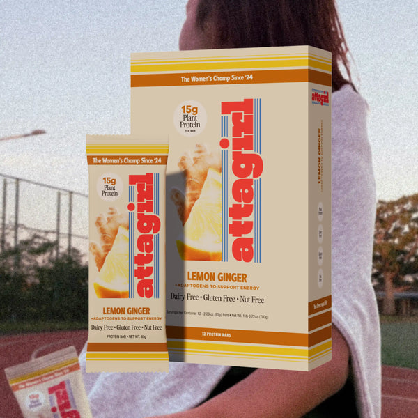 Attagirl lemon ginger protein bar with female athlete – functional, nut-free for peak performance